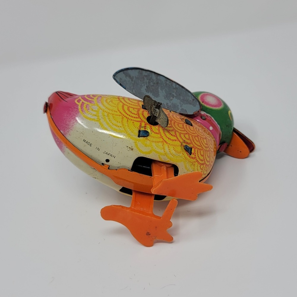 Vintage 1960s Kanto Toys Dilly Duck Wind Up Tin Toy Walking Litho Japan Colorful - Picture 6 of 7